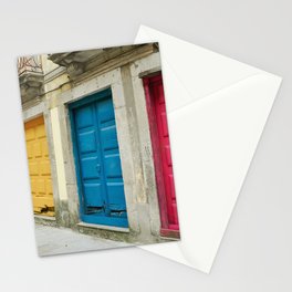 Cyan, Magenta, Yellow | Old colorful wooden doors | Street Photography in Porto, Portugal Stationery Card