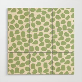 Ink Spot Pattern Light Sage Green and Cream Wood Wall Art