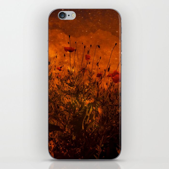 Blooming poppy field on Planet Mars iPhone Skin