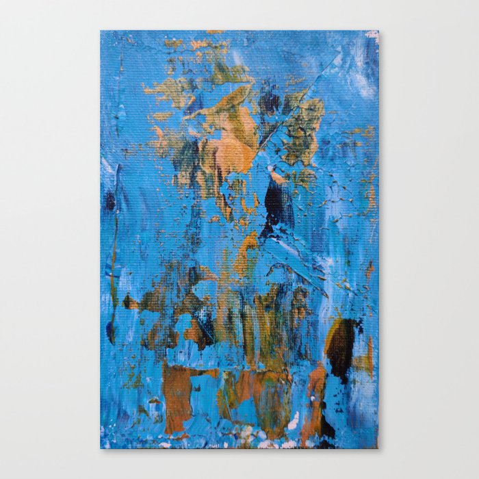 Aurene - Blue and Gold Abstract Artwork Canvas Print by ...
