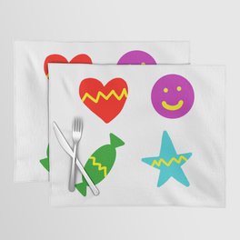 Happy Valentines Day : Heart, Star, Candy and Smile Emojie Placemat