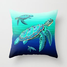 Sea Turtle Turquoise Oceanlife Throw Pillow