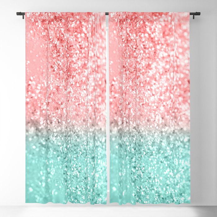 Summer Vibes Glitter #3 (Faux Glitter) #coral #mint #shiny #decor #art #society6 Blackout Curtain