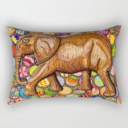 To Lead Is to Serve: Carved Elephant Rectangular Pillow