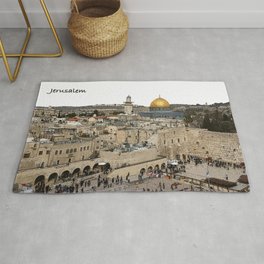 Old City Jerusalem with Dome of the Rock Area & Throw Rug