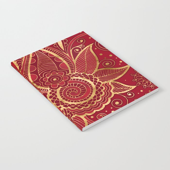 Rosewood and Ruby red Paisley Ornament  Notebook