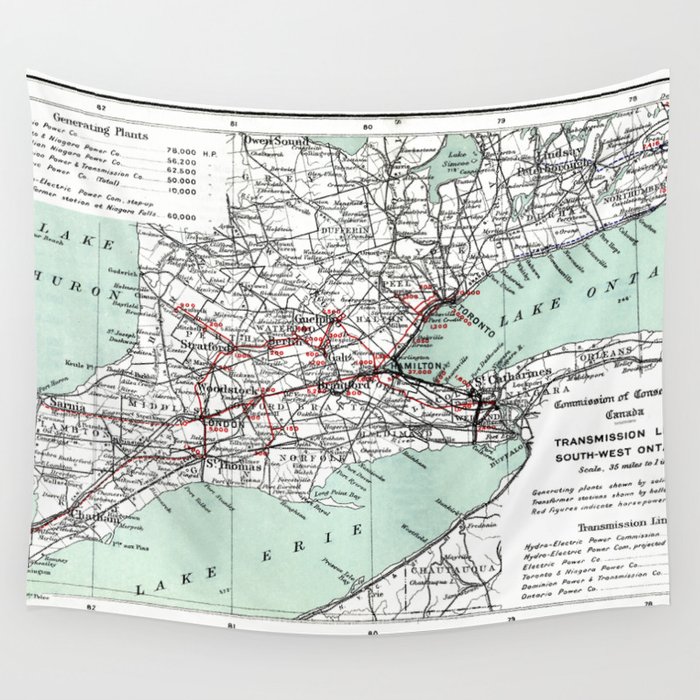 1911 Vintage Map of Greater Toronto Area, Ontario Wall Tapestry by ginneko  Society6