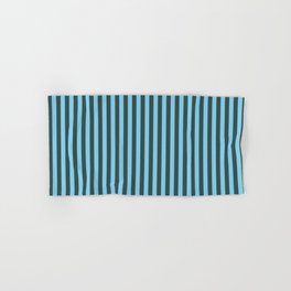 [ Thumbnail: Sky Blue & Dark Slate Gray Colored Pattern of Stripes Hand & Bath Towel ]