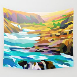 River Wall Tapestry | Illustration, Vector, Nature, Landscape 
