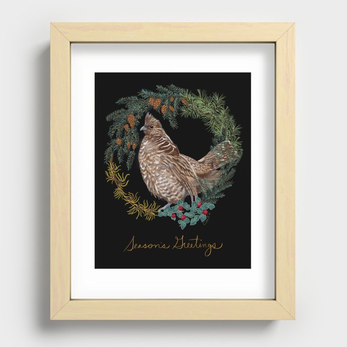 Forest Grouse "Season's Greetings" Recessed Framed Print