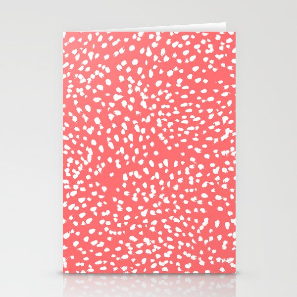 Claudia - abstract minimal coral dot polka dots painterly brushstrokes Stationery Cards