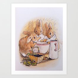 Rabbit group - Beatrix Potter Art Print