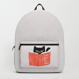 Cat reading book Backpack | Painting, Destruction, Cat, Feline, Kitty, Pet, Cute, Illustration, War, Vice 