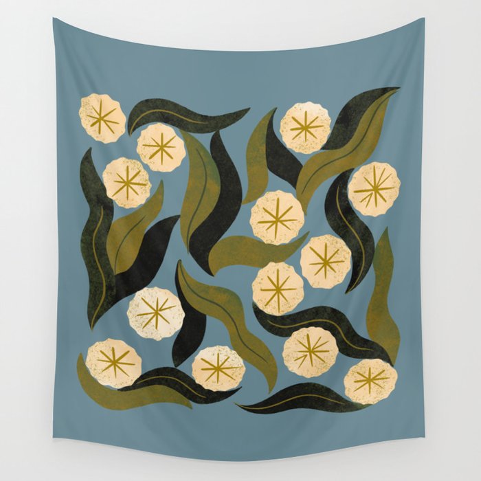 Blue Floral Wall Tapestry by Renea L Thull Society6