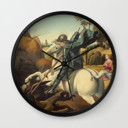 Saint George and the Dragon Oil Painting By Raphael Wall Clock