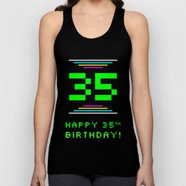 [ Thumbnail: 35th Birthday - Nerdy Geeky Pixelated 8-Bit Computing Graphics Inspired Look Tank Top ]