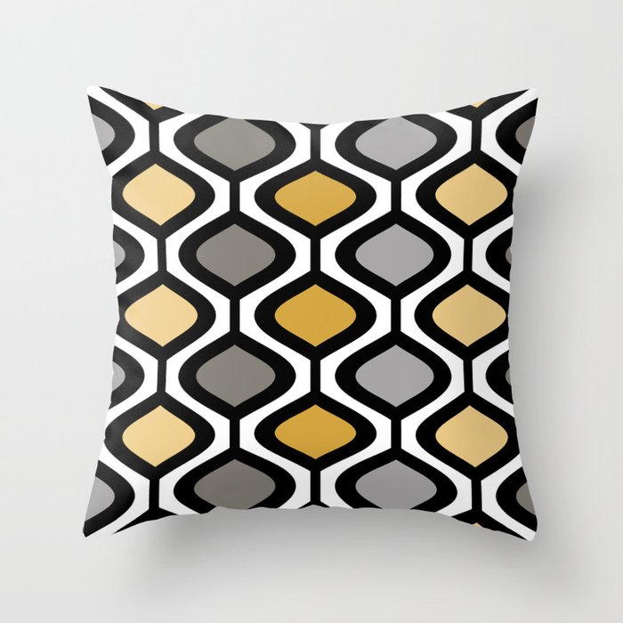 Mid Century Modern Rounded Diamond Pattern Black Gray Gold