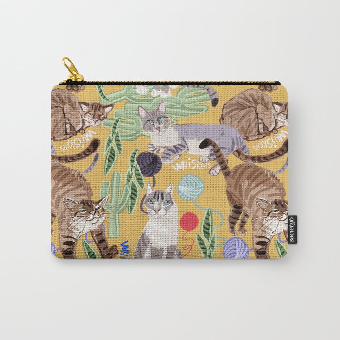 Whiskers and Yarn in Yellow Carry-All Pouch
