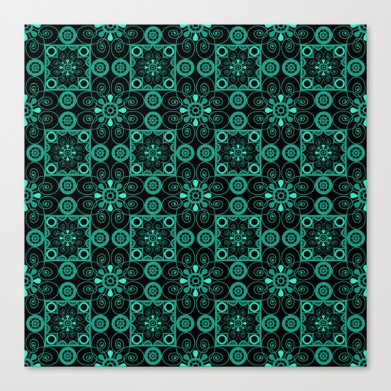 Turquoise and black pattern . Canvas Print