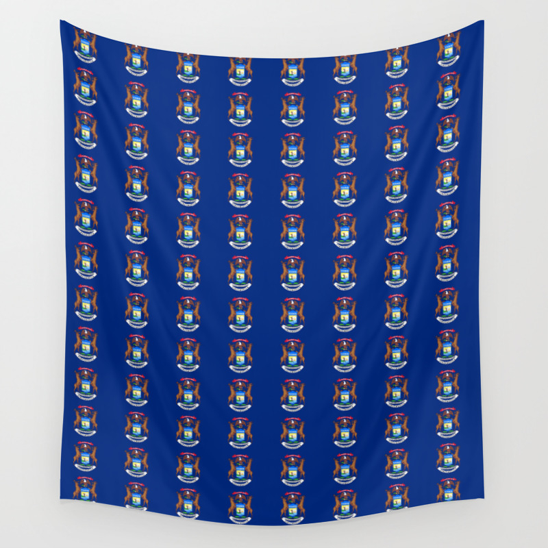 Flag Michigan 2 America Usa Great Lakes Detroit Michigander Yooper Lansing Winter Wonderland Wolver Wall Tapestry By Oldking Society6