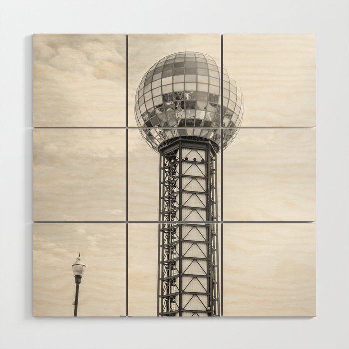 Knoxville Sunsphere No. 1 in Black & White Wood Wall Art