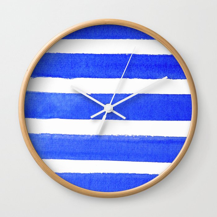 Watercolor Stripes of Blue Wall Clock