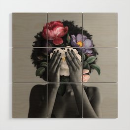 African American Women With Flowers Wood Wall Art