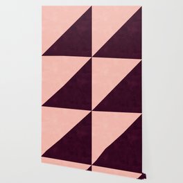 Modern blush pink burgundy watercolor color block geometric Wallpaper