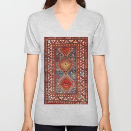 Kazak Southwest Caucasus Rug Print V Neck T Shirt