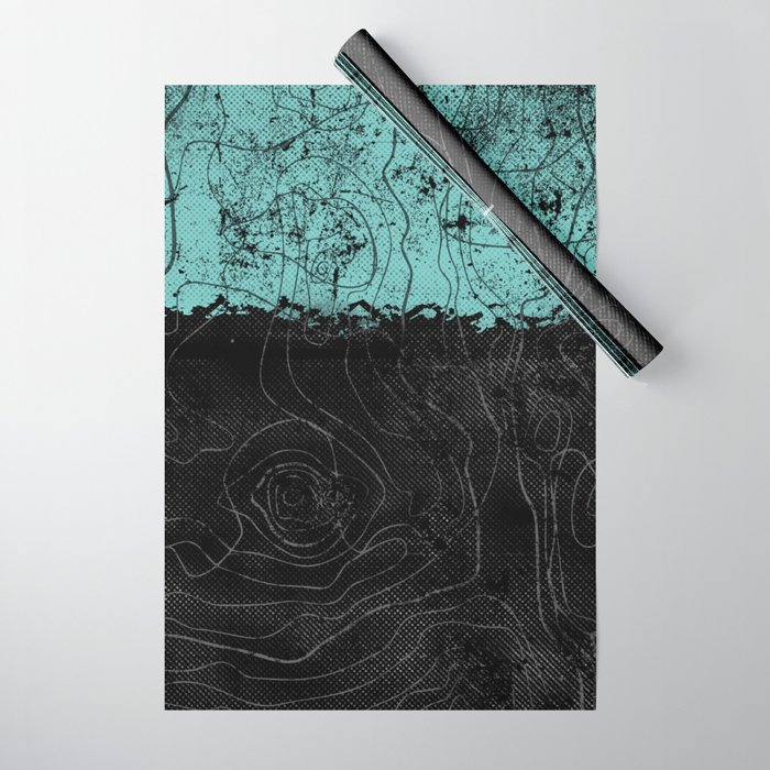 Topography Aqua Wrapping Paper
