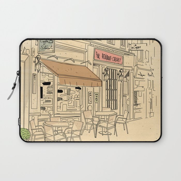 street cafe sketch Laptop Sleeve