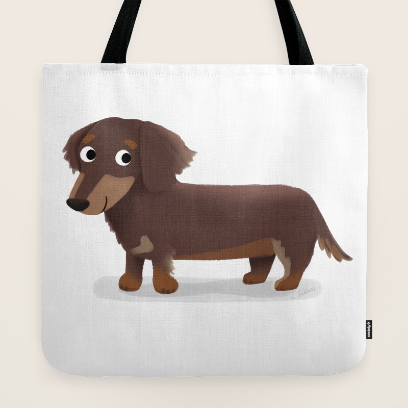 Longhaired Dachshund Cute Dog Series Tote Bag By