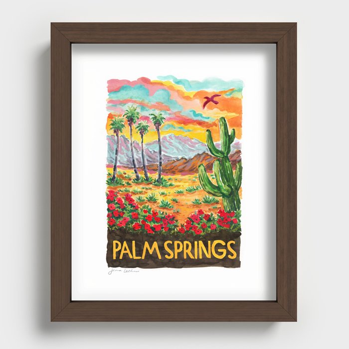 Palm Springs, CA Travel Poster Recessed Framed Print