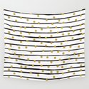 Modern black and gold hand drawn stripes dots pattern Wandbehang