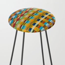 Colorful Geometric Check Pattern Counter Stool