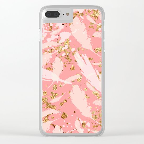 Feather peacock peach gold #9 Clear iPhone Case