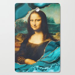 Mona Lisa with a gold and marble border Cutting Board