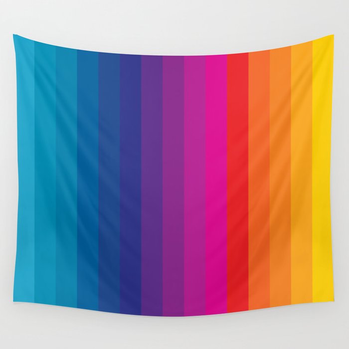  Classic 70s Vintage Style Retro Stripes - Funky Rainbow Wall Tapestry