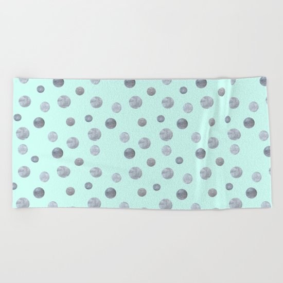 Silver dots on mint Beach Towel