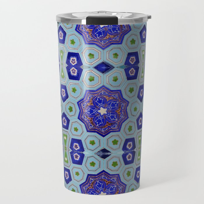 Samarkand Kaleidoscope in Blue Travel Mug