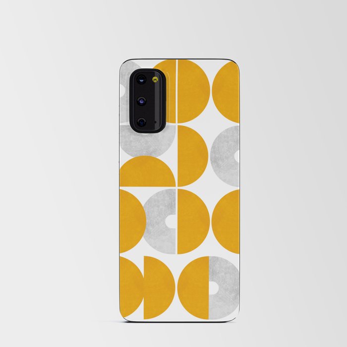 Aesthetic orange/yellow and grey modern mid-century shapes Android Card Case