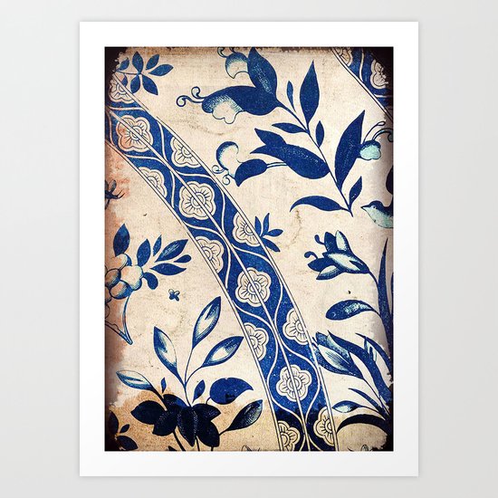 Blue Oriental Vintage Tile 04 Art Print