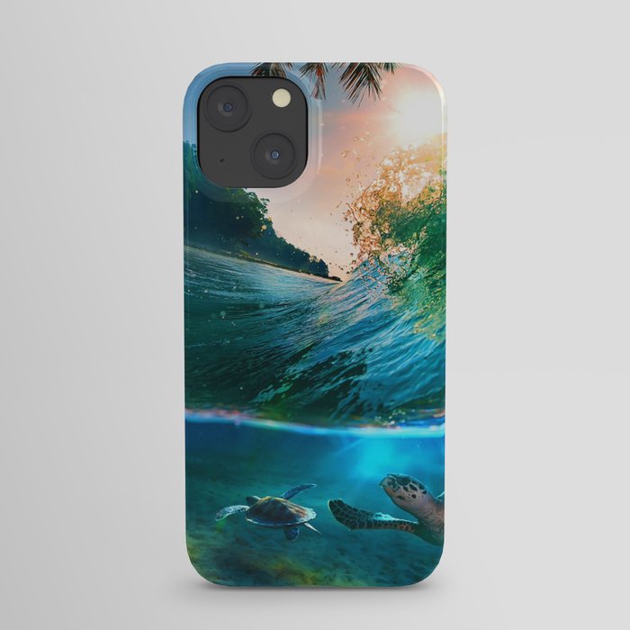 Palm Tree - Waves - Turtles - Beach - Ocean iPhone Case