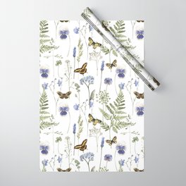 Garden Flowers and Butterflies Wrapping Paper