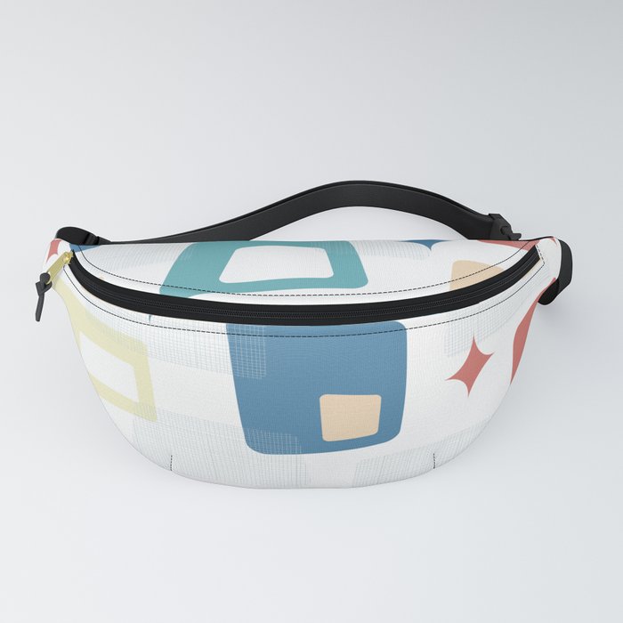 Atomic Age - Mid Century Modern Blocks in Celadon Blue, Yellow, Peach, Teal and Salmon Fanny Pack