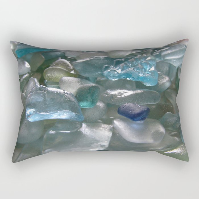 Ocean Hue Sea Glass Assortment Rectangular Pillow