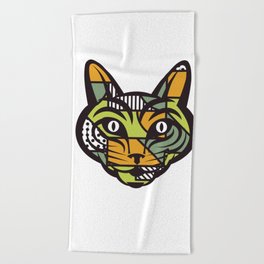 Abstract Cat Geometric Shapes Beach Towel