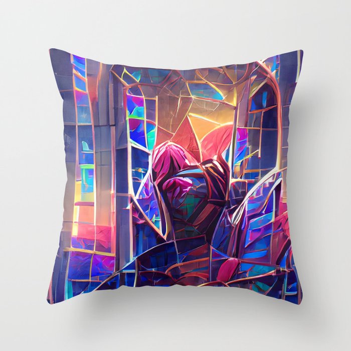 Stained Glass Abstraction Throw Pillow
