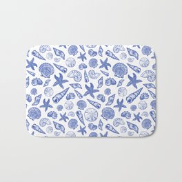 Blue Seashell Print Badematte