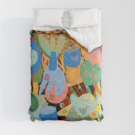Colorful Abstract Collage Boho Pattern with Flowers  Comforter